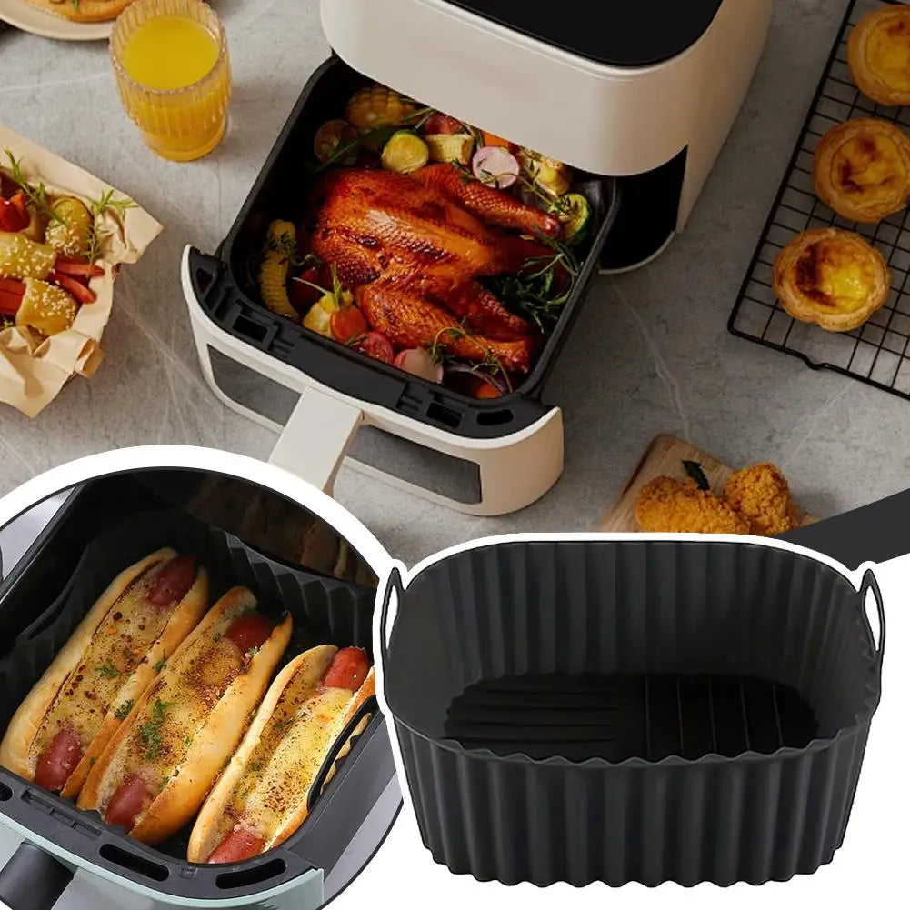 Reusable Silicone Air Fryer Liners, 21cm | Non Stick, Dishwasher Safe, Fits 5 to 8 Qt Baskets