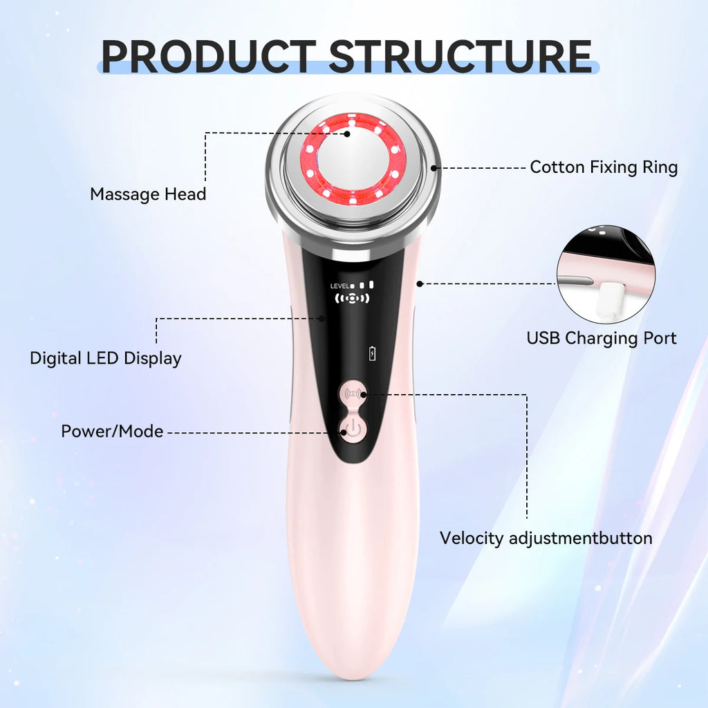EMS Facial Massage Device | Rechargeable At Home Skincare Tool with Multiple Modes