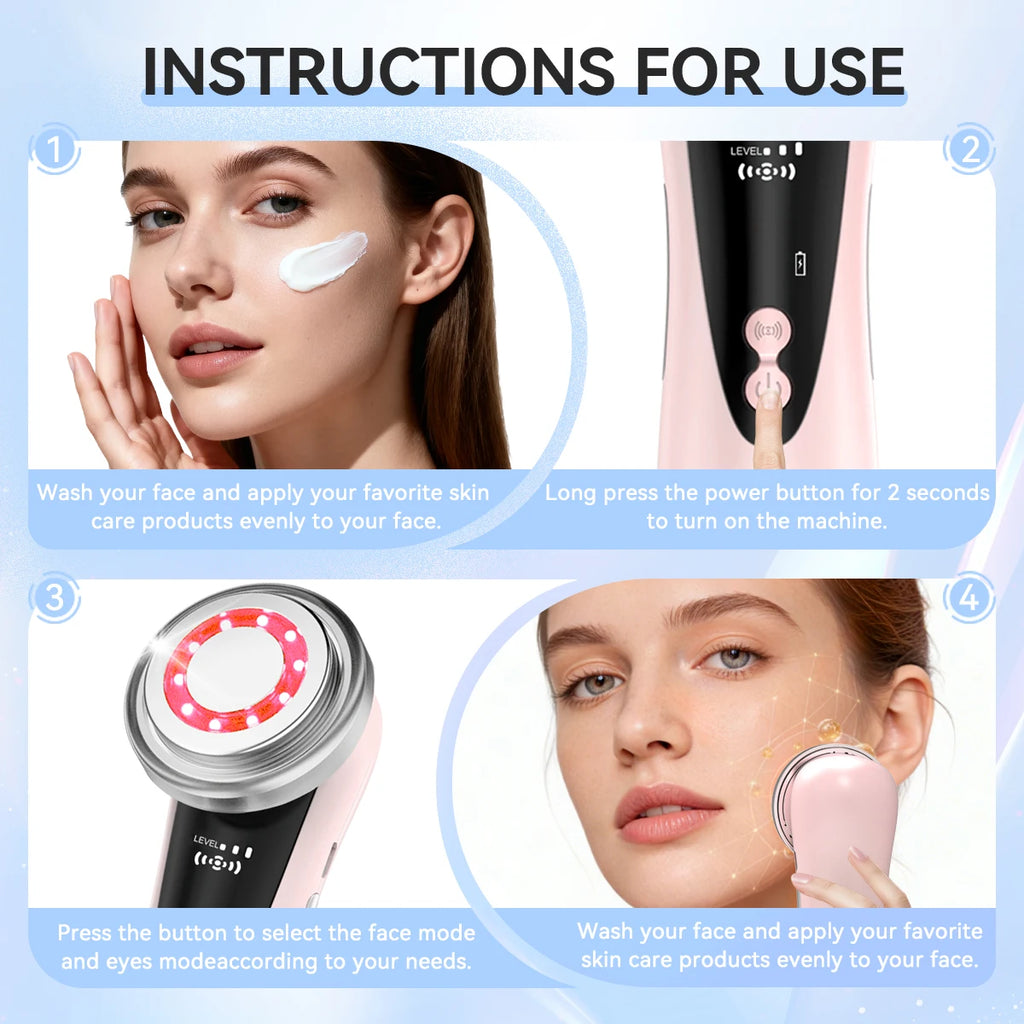 EMS Facial Massage Device | Rechargeable At Home Skincare Tool with Multiple Modes