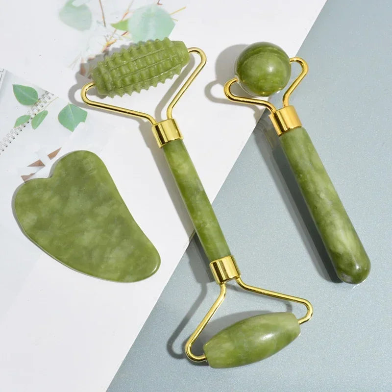 Jade Roller and Gua Sha Set | Natural Stone Facial Massage Tools for Your Skincare Routine