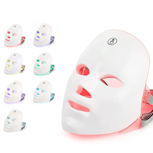 LED Light Therapy Mask for Face and Neck | 7 Color At Home Skincare Device, Rechargeable and Hands Free