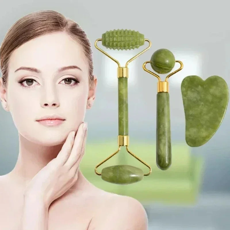 Jade Roller and Gua Sha Set | Natural Stone Facial Massage Tools for Your Skincare Routine